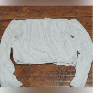 The Hanger off shoulder white crop top. Size Large.